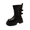 2025 Autumn and Winter New Maillard Retro Martin Boots Women's Versatile Thick-soled Stacking Boots Round Head Tall Thin Boots