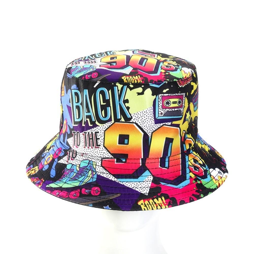 Quick Drying Sun Hat Retro Graffiti 80s 90s Fisherman Hat Fashion Reversible Bucket Hat Unisex