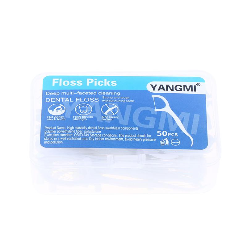 50 шт. Портативная одноразовая зубочистка-нить Пластиковая зубочистка Зубочистка-нить с высокой натяжкой Зубная коробка Уход за полостью рта