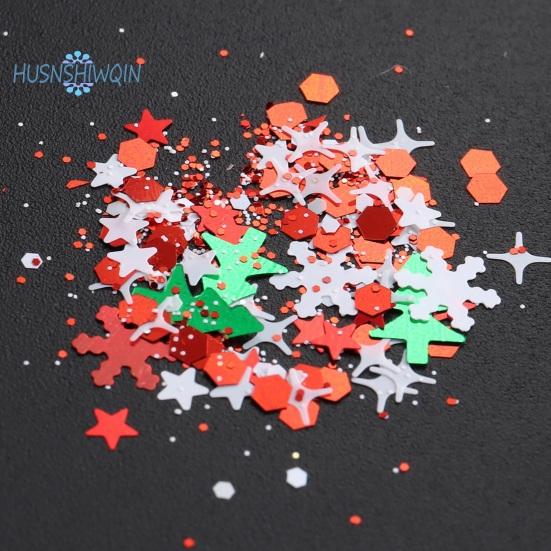 1 Box Christmas Nail Glitter Sequins Snowflake Pentagram Pattern Irregular Shape Festive Manicure Accessories