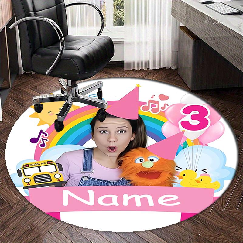Custom Name Ms. Rachel Printed Round Rug Carpet Chair Rug Area Rug Entryway Doormats,for Office Chair Living Room Bedroom Kitchen Room.