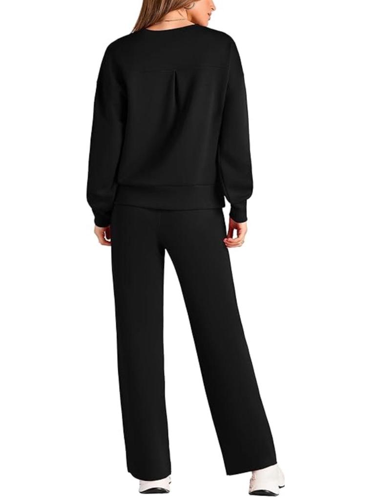 2025 Women's Two-Piece Knit Set: Long-Sleeve Top & Wide-Leg Pants