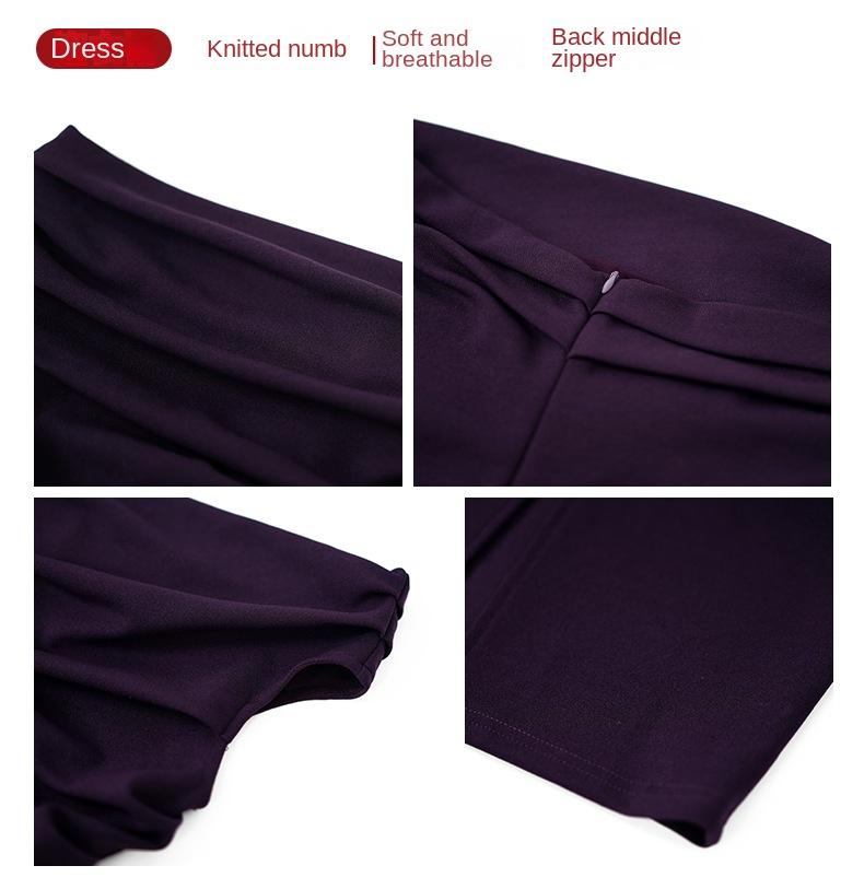 GMXIA Dinner Deluxe Dress Dress Summer Pure Fashion Line Neck Off-the-shoulder Slim Dress