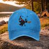 Halloween Witch Black Cat Print Washed Baseball Cap Unisex Casual Hat for Golf Outdoor Daily Wear