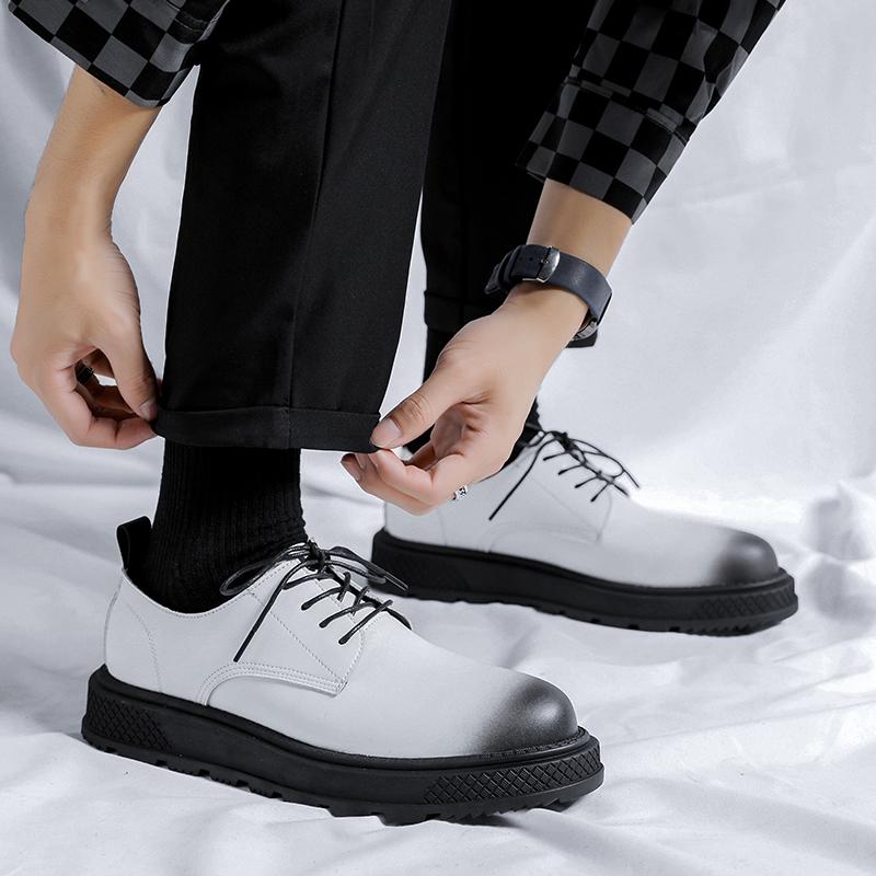 Fashion New trend  Men's Leisure business Men Fashion British leather shoes Lace-up Retro Fashion Party Wedding Thick Sole Men's Shoes