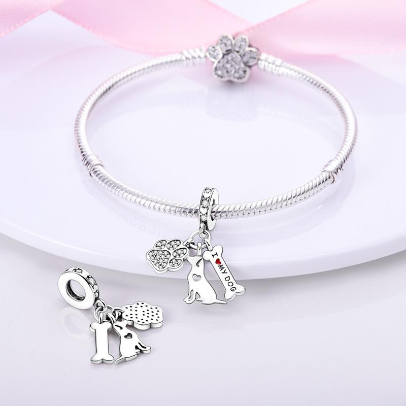 Copper Dog Bone Pendant Charm Beads Suitable For Women'S Exquisite Bracelet Diy Jewelry Gift