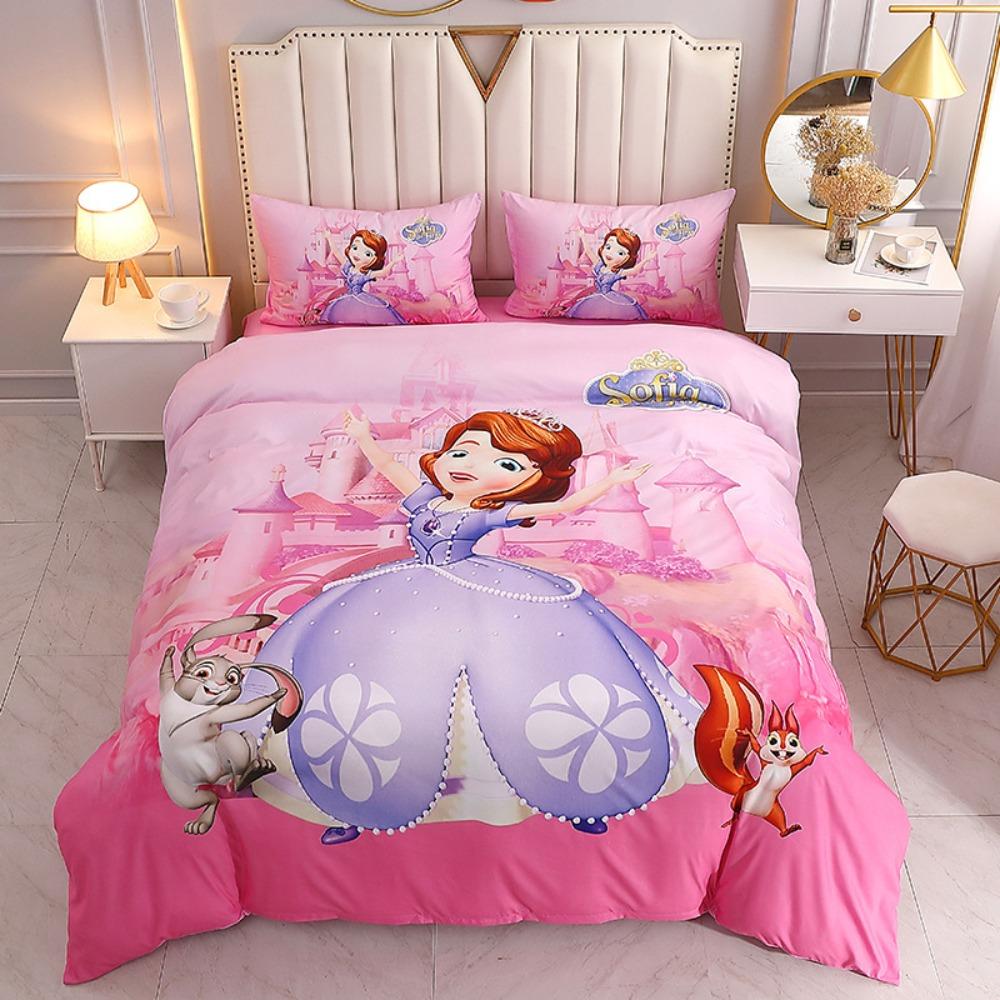 Grosstor Unisex Infant Cute Anime Princess Sofia Duvet Cover Set, Soft Microfiber Decorative Comforter Quilt Cover With Zipper 3D Printed Bed Cover Set 200Cm