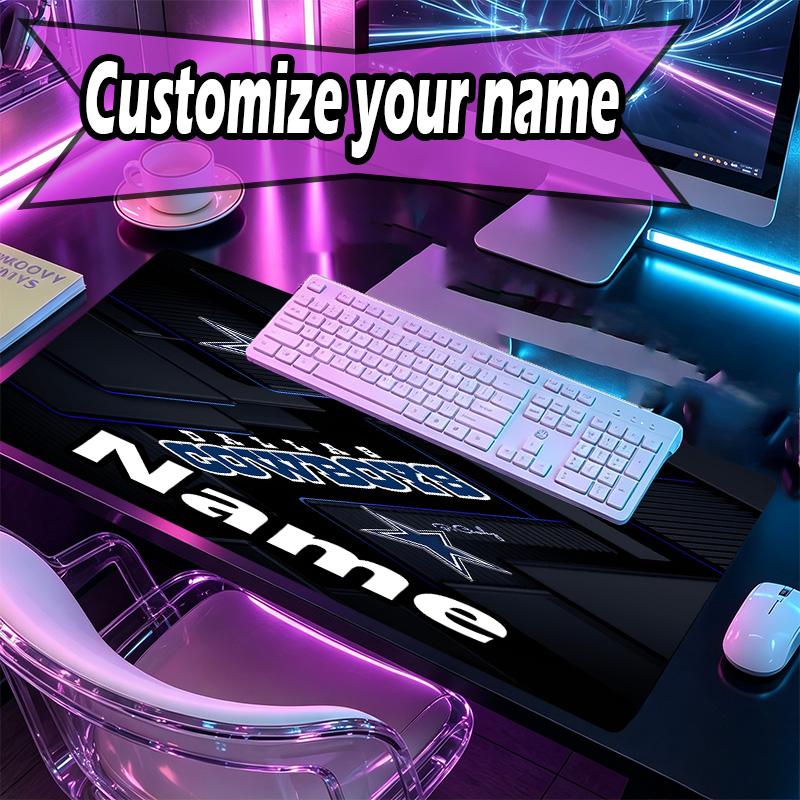 Custom Name Personalized Dallas Cowboys Pattern Mousepad, Laptop PC Desk Mat, Decorative Desk Mat for Home Keyboard Pad Gift