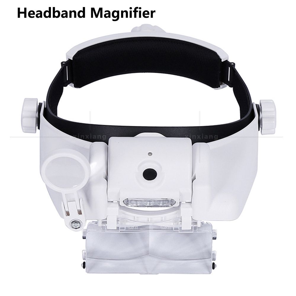 LED Lighting Lamp Jeweler Repair Reading Magnifier Microscope Headband Magnifier Head Loupe