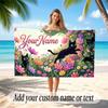 Cat Theme Soft Beach Towel Personalized Custom Name Text Towel Portable for Beach Pool Travel