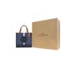 Coach Dempsey 22 Monogram Stripe Logo Accent Fabric And Leather Tote Bag Women Tote Bags Denim-Blue Hazelnut CQ878-IMXCY