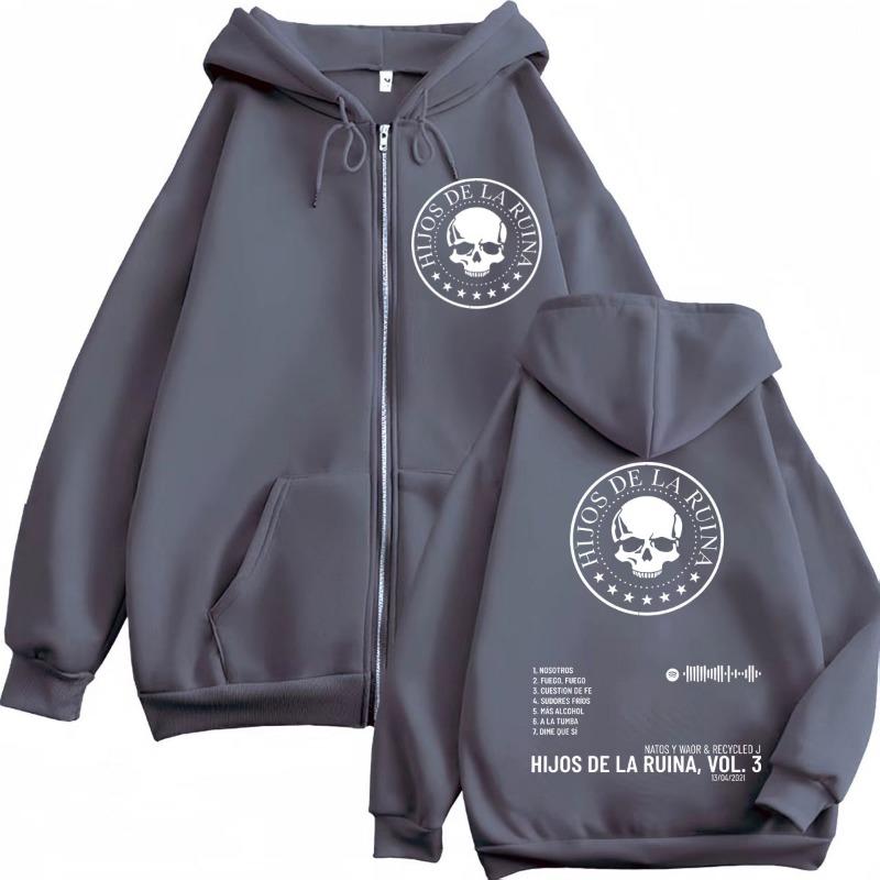 Rap Duo Natos Y Waor Hijos De La Ruina Album Zipper Hoodie Men's Women Hip Hop Retro Zip Up Sweatshirts Gothic Fashion Pullovers