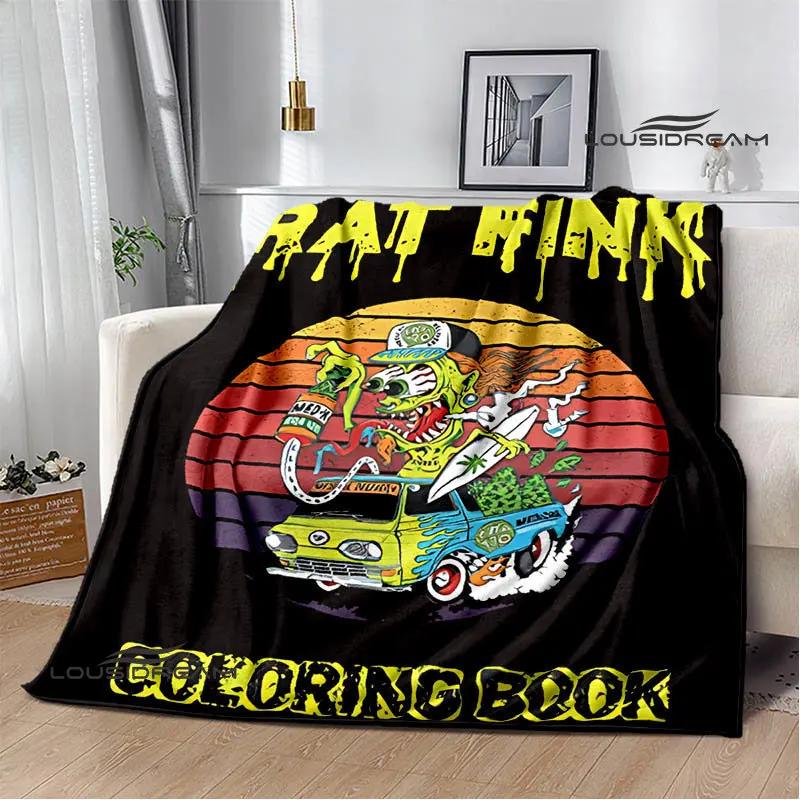 Tales of the Rat Fink Anime Blanket Picnic Blanket Flannel Soft and Comfortable Home Travel Blanket Birthday Gift Bed Blanket