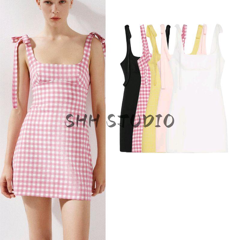 Summer New Product Women's Clothes Sexy Wind Square Collar Slimming Bowknot Decoration Short Elastic Dress 3122777