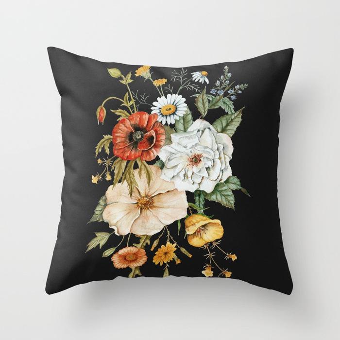 New Flower Plant Peach Velvet Pillow Case Sofa Pillow Car Cushion