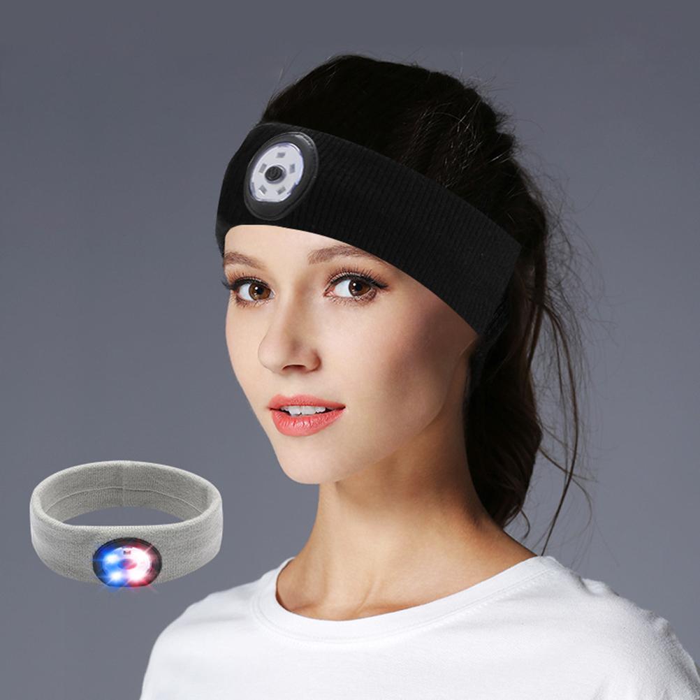 Sports Fitness Headband with Rechargeable LED Headlamp Light Sweat Band for Men Women Outdoor
