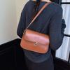 Portable Vintage Buckle Shoulder Bag PU Leather Solid Color Retro Underarn Bag Cuasal Leisure Women's Armpit Bag Daily