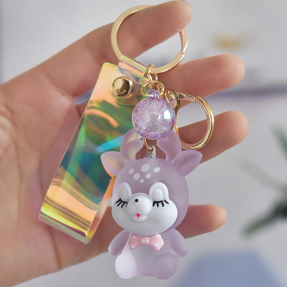 Cute Bag Pendant Deer Acrylic Elk Keychain Flashlight Keychain Key Lanyard Car Keyring