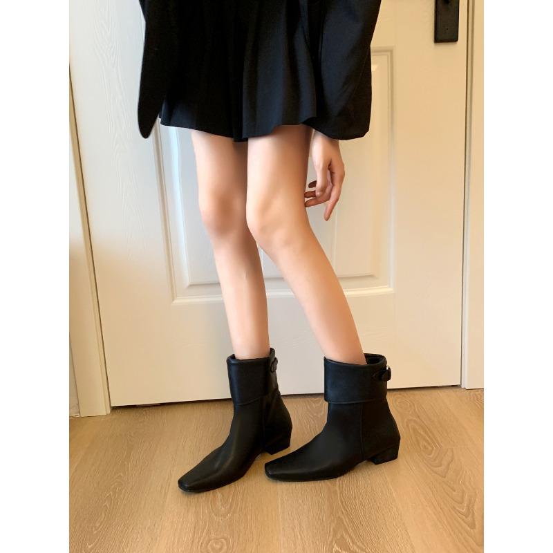 Mote High-end Ankelstøvletter Høst og Vinter Nye Midtleggstøvletter Dame Flate Såler Dame Lav Hæl