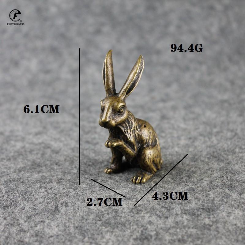brand new Antique Copper Zodiac Cute Rabbit Statue Ornaments Vintage Solid Brass Animal Mini Figurine Tea Pet Desk Decoration