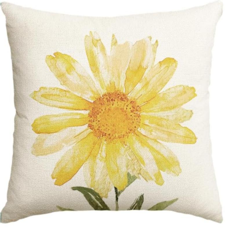 Home Sweet Home Spring Summer Polyest Yellow Pillow Covers Decorative Cushion Cover For Sofa Couch Bed Living Room Bedroom Decor