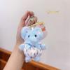 Cute Bear Plush Keyring With Floral Print Clothing And Bow Decor For Kids And Teens