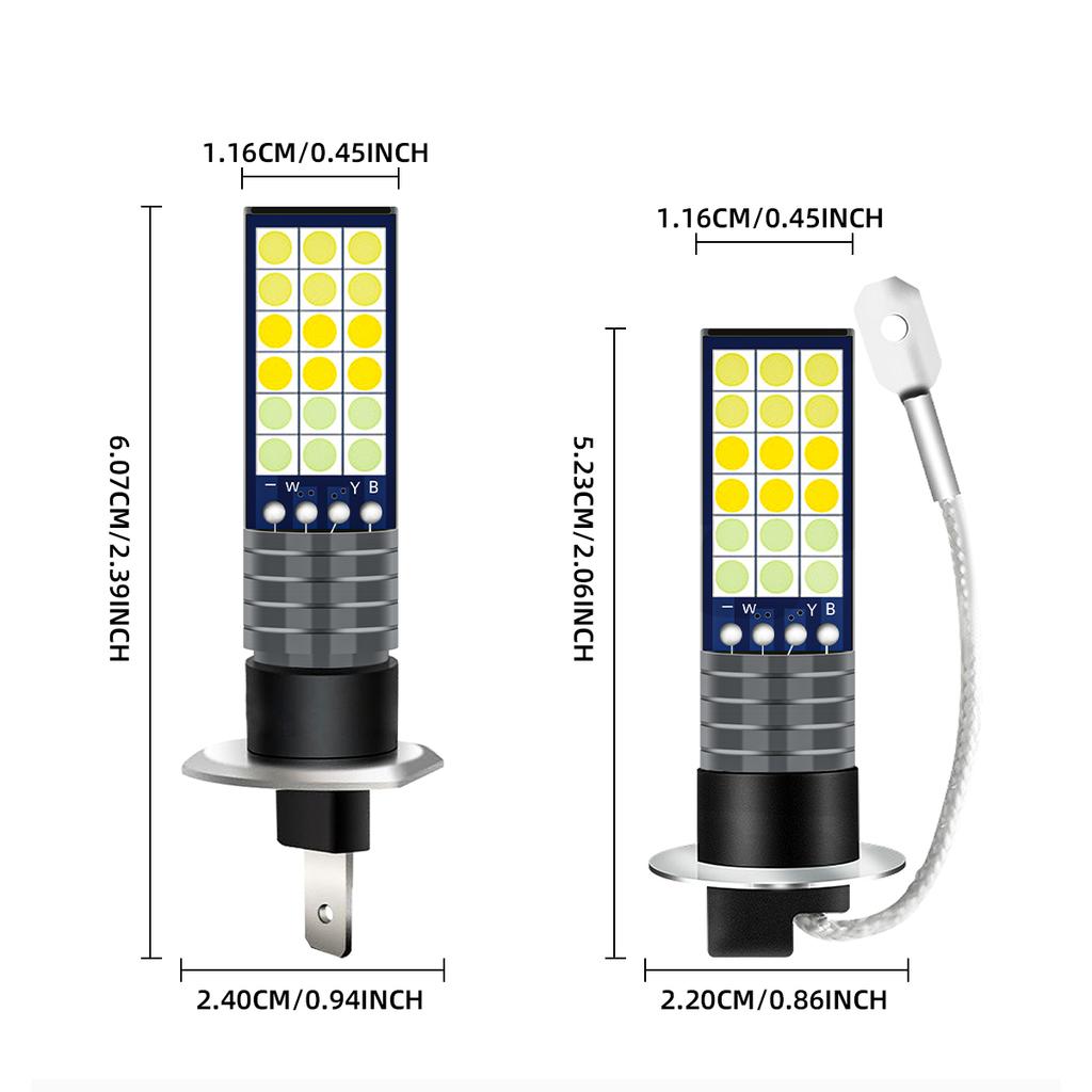 2PCS H1 H3 LED Car Fog Light Bulbs 12-36V Headlight 3030 36SMD Car Day Driving Running Lamp Auto Front Lamp White Yellow Blue