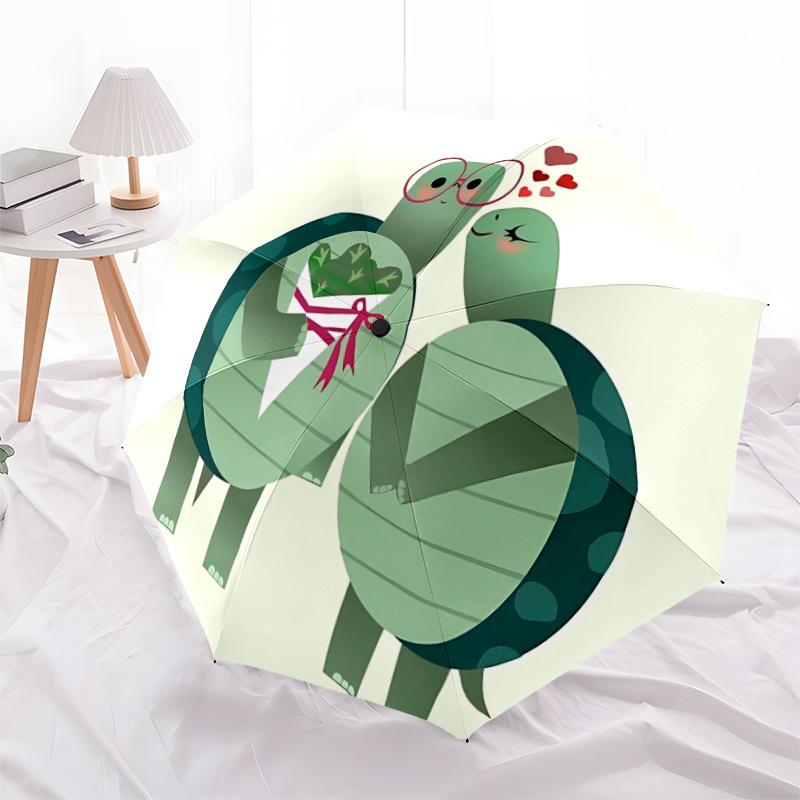 1pc Turtles Love Automatic Open/close Umbrella, 8-Rib Sturdy Structure, Portable Travel Umbrella, Parties, Everyday Useb033