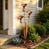 Triple Bluebells Garden Stake, Metal Flower Decoration with Bell, Calla Lilies Yard Art Sculpture, Rustic Handmade Ornament for Outdoor Lawn Patio