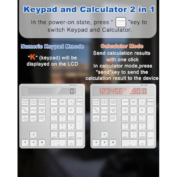 34Key External Numpad Teclado  Numerique 2.4G Wireless Numeric Keypad Programmable Numeric Keyboard with Display