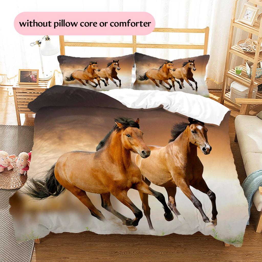 1PC Horse Bedding Quilt Set Quilt Cover Pillowcase Home Decoration Birthday Gift (1 * Duvet Cover + 15 * Pillowcase, Without Core)
