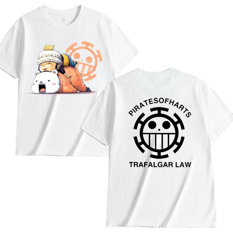 Anime Style One Piece Road Feisuolonuo Pure Cotton Printed Fashionable Unisexs and Womens Clothing New Loose Casual Tshirt