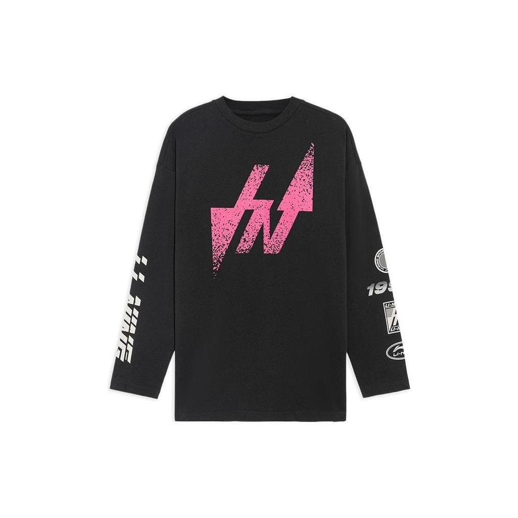 Li Ning China Li Ning T Shirts Men's Black Crew Neck Moderate Straight Fit AHSS123-1