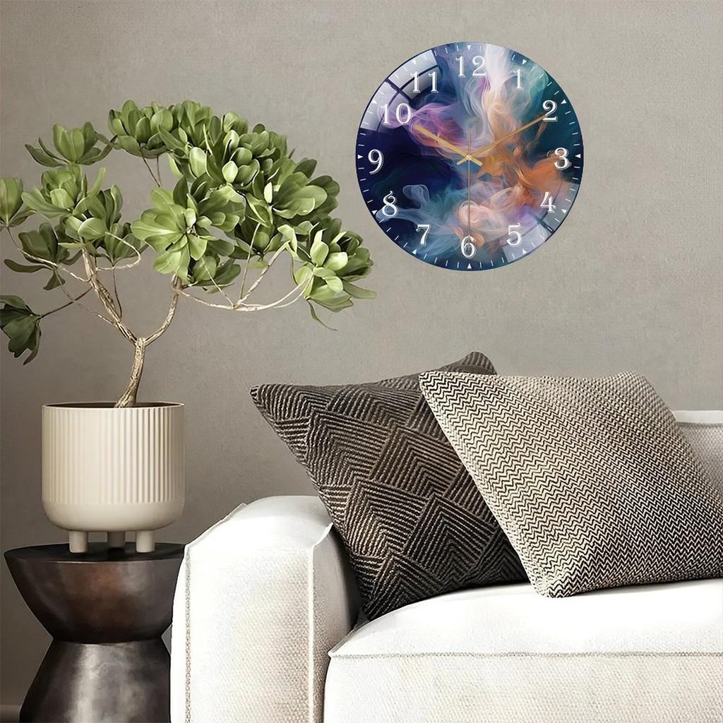 Round Glass Wall Clock 30cm Diameter Custom Photo Clear Glass Silent Sweep Second Hand Decor