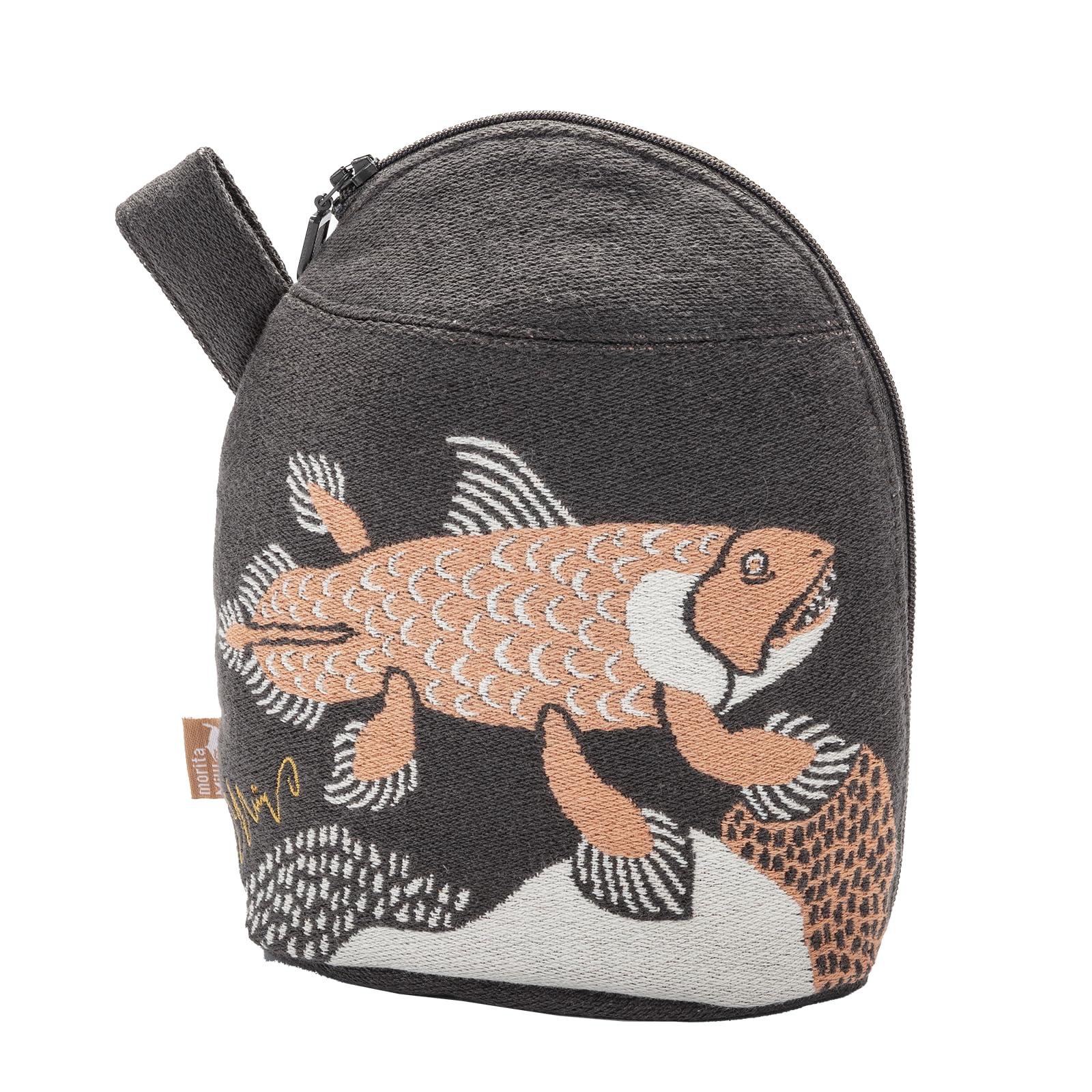 Kusubashi Mon Ori MiW Gusseted Pouch, Coelacanth Enjoying the Sea Forest [A-69970-90-DGY], Dark Gray