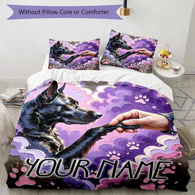 3PC Custom Name "Handshake Across Dimensions" Bedding Set Duvet Cover Closure Includes 1 Duvet Cover & 2 Pillowcases for Bedroom