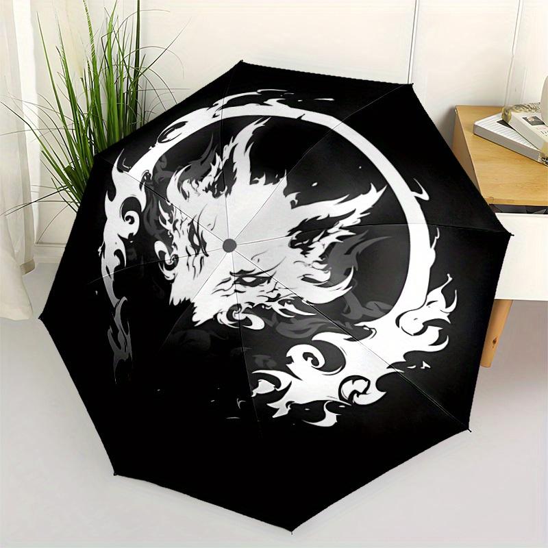 1pc Dragon Emblem Automatic Open/close Umbrella, 8-Rib sturdy structure, Portable Travel Umbrella, Parties, Everyday Use, Outdoor Accessory,