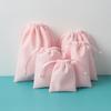 50Pcs Personalized Logo Beige Jewelry Drawstring Bag Thick Velvet Pouch Boutique Cosmetic Wedding Favors Candy Organizer Pockets