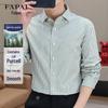 FAPAI Men's Tencel Lyocell Business Casual Striped Long-Sleeve Shirt