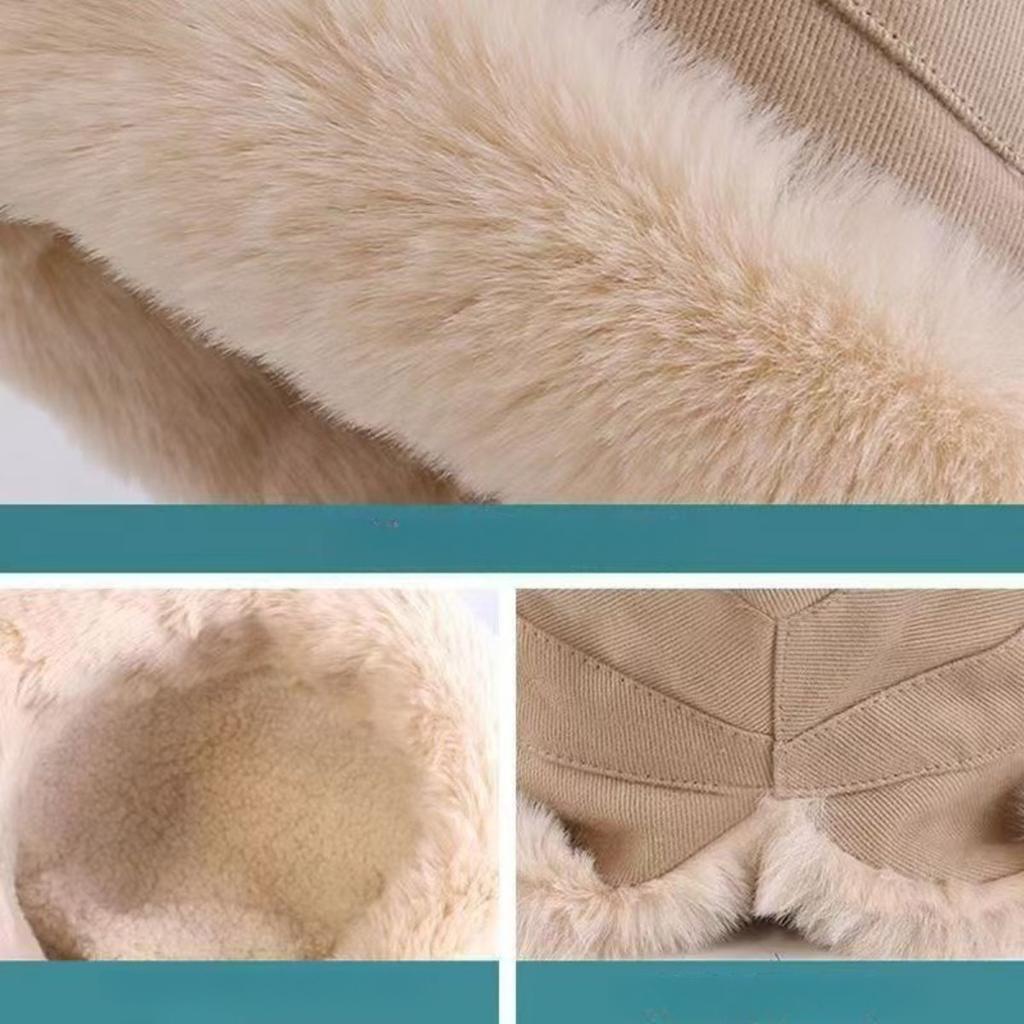 Plush Hat, Fisherman Hat, Female, Big Head Circumference, Ear Protection Hat, Toe Cap, Thick Cotton Hat