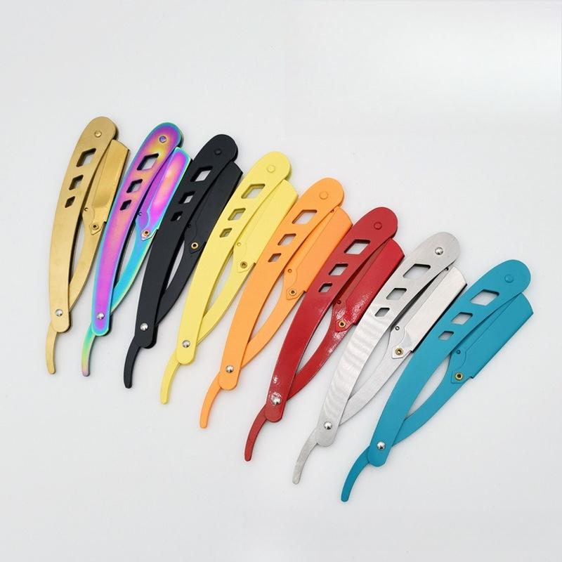 Men Barber Shaving Razors Folding Knife Unisex Hair Removal Tool Eyebrow Knife ( Blades Not Included) Multicolor Makeup Tool