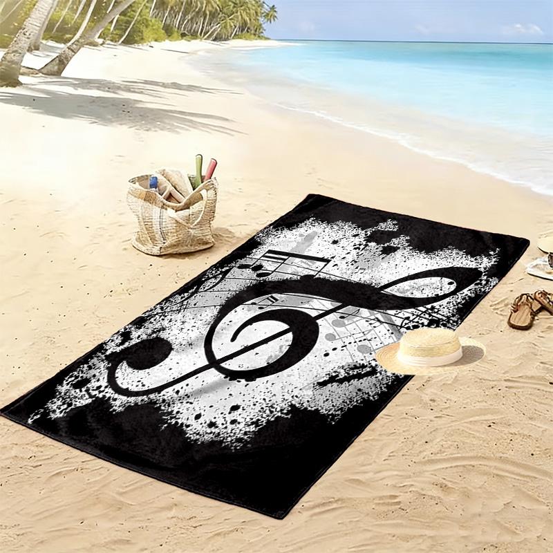 Telo Mare con Stampa Note Musicali, Telo Grande Morbido Asciugatura Rapida per Spiaggia Campeggio Nuoto