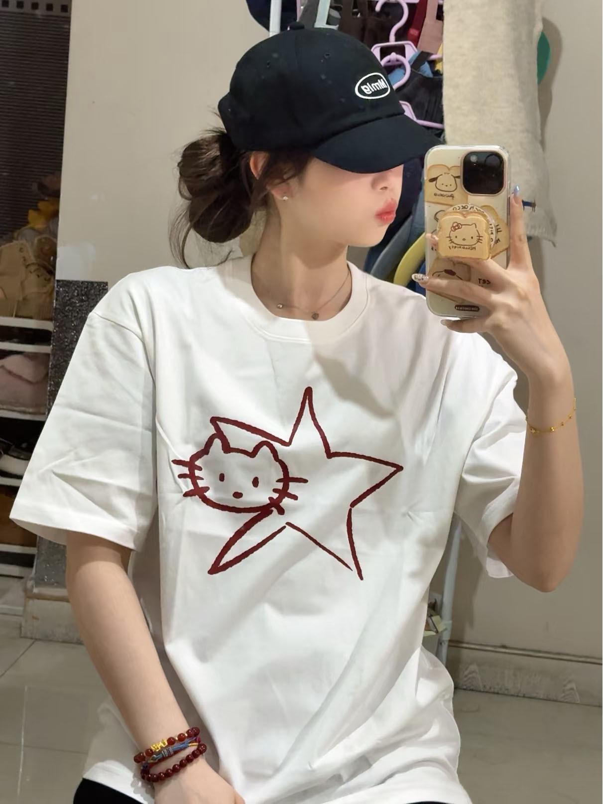 

Женская 2025 Белая Тяжеловесная Хлопковая Футболка с Прямым Плечом и Коротким Рукавом - Свободный Крой Американский Стиль 3XL белый