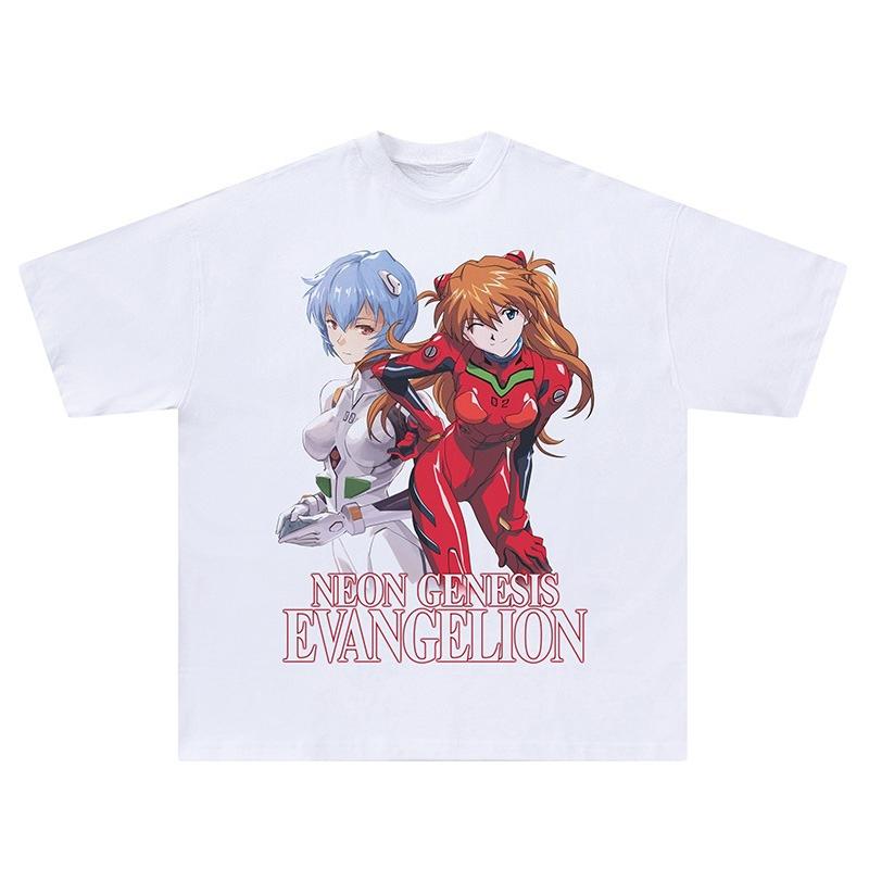 EVA Aya Polly Asuka Anime Printed T-Shirt Vintage Hip Hop Loose Short Sleeve Male Breathable Y2K
