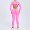 Yoga Jumpsuit Zipper Long Sleeves One-piece Bodysuit Women's Sports Set Backless Fitness Rompers Sportswear Women Gym Clothes