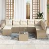 9 Piece Beige Garden Sofa Set with Cushions