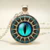 Blue Eye Mandala Necklace Pendant Glass Cabochon Pendant Necklace Women's Necklace Jewelry