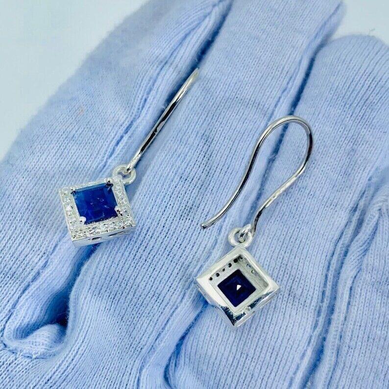 Natural Iolite Gemstone 925 Silver Drop Dangle Statement Earring For Girl Womens