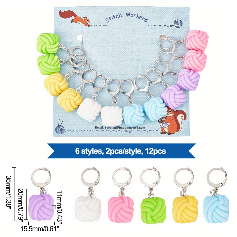 

12 шт. непрозрачных смоляных пряжи, шарм-фиксатор, маркеры петель, нержавеющая сталь 304, застежка, маркеры петель, разноцветные 12pcs