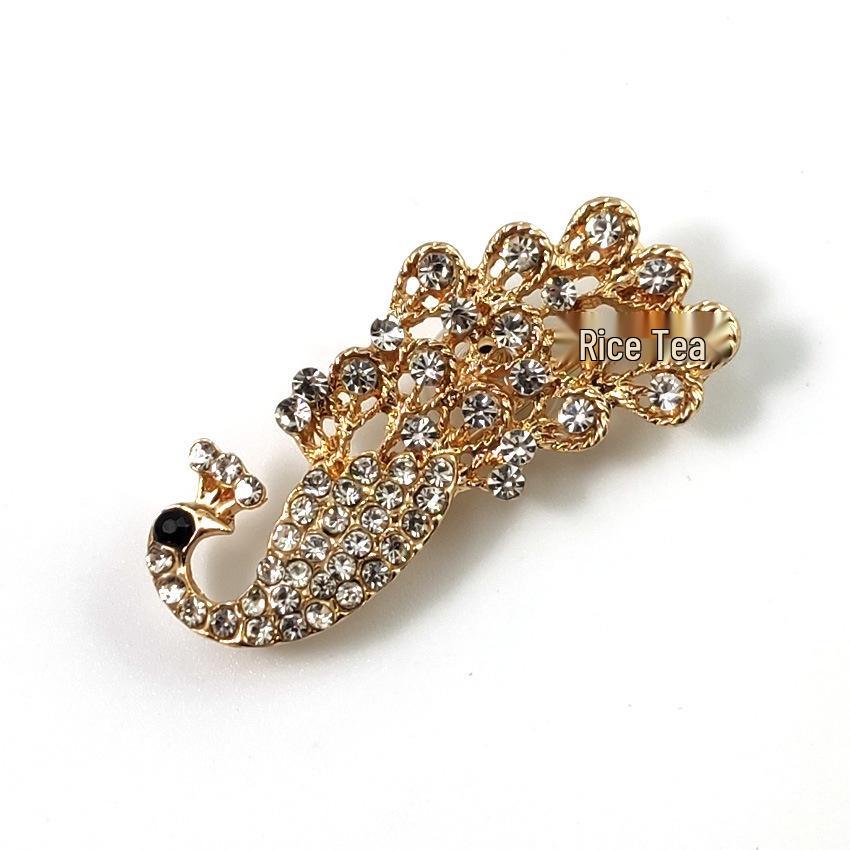 Suibian Korean Rhinestone Peacock Brooch Lapel Pin - Fashionable Accessories